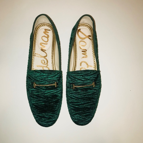 New Sam Edelman Spring Easter Women’s Lior Green Velvet Loafers Flat Shoes 6 1/2 - Picture 2 of 11